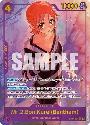 Mr.2.Bon.Kurei (Bentham) (Alternate Art) (EB01-061) - Extra Booster: Memorial Collection Foil - for just $57.95! 