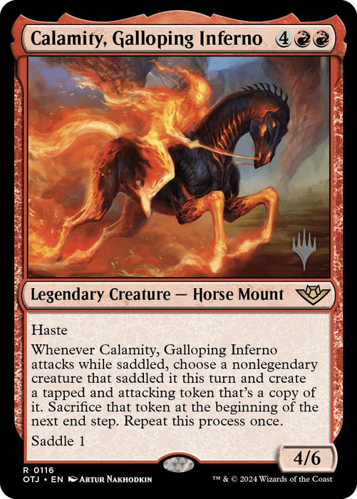 Calamity, Galloping Inferno (Promo Pack) [Outlaws of Thunder Junction Promos] - Just $0.15! Shop now at Retro Gaming of Denver