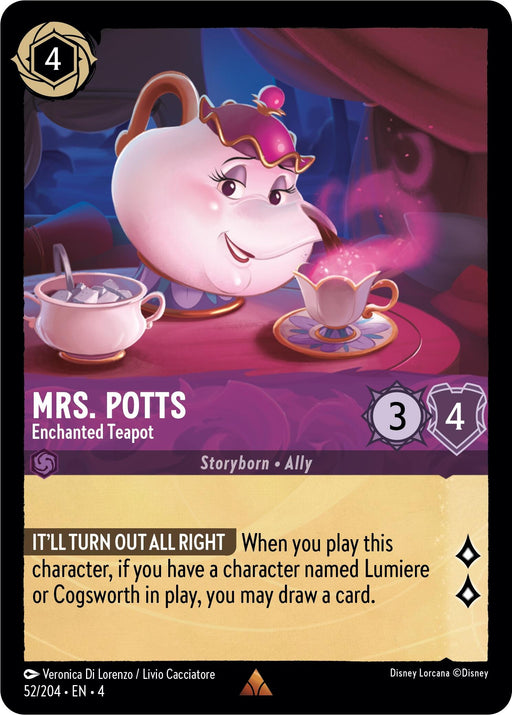 Mrs. Potts - Enchanted Teapot (52/204) [Ursula's Return] - Just $0.05! Shop now at Retro Gaming of Denver