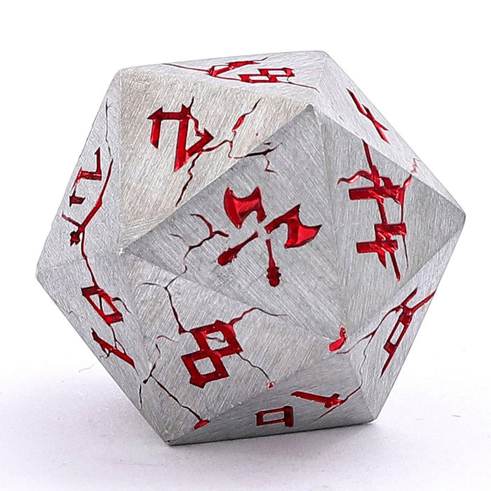 Barbarian Solid Metal Polyhedral Dice Set - Matte Silver Red - for just $39.99! 