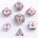 Barbarian Solid Metal Polyhedral Dice Set - Matte Silver Red - for just $39.99! 