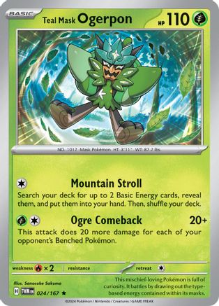 Teal Mask Ogerpon 024/167 - SV06 Twilight Masquerade Holofoil - for just $0.09! 