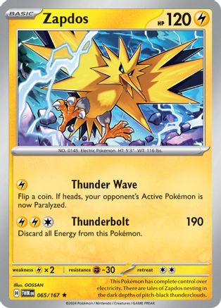 Zapdos 065/167 - SV06 Twilight Masquerade Holofoil - for just $0.13! 
