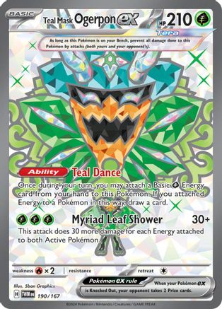 Teal Mask Ogerpon ex 190/167 - SV06 Twilight Masquerade Holofoil - for just $3.50! 