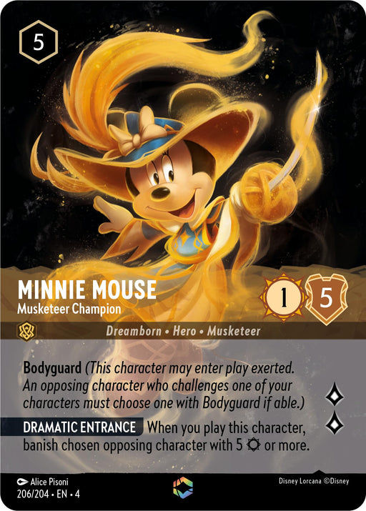 Minnie Mouse - Musketeer Champion (Enchanted) (206/204) [Ursula's Return] - Just $56.35! Shop now at Retro Gaming of Denver