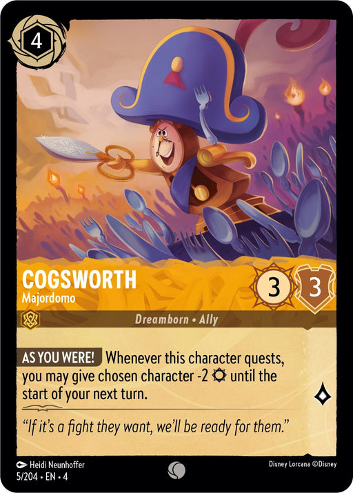 Cogsworth - Majordomo (5/204) [Ursula's Return] - Just $0.05! Shop now at Retro Gaming of Denver