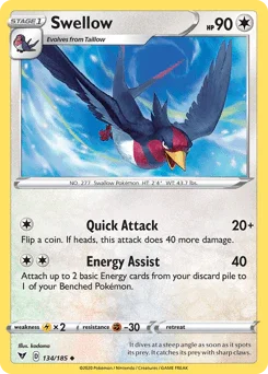 Swellow (134/185) [Sword & Shield: Vivid Voltage] - for just $0.10! 