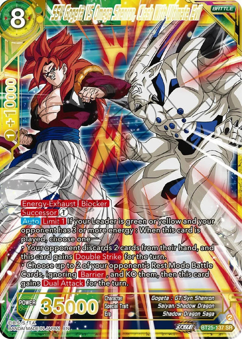 SS4 Gogeta VS Omega Shenron, Clash With Ultimate Evil (BT25-137 SR) [Legend of the Dragon Balls] - for just $8.25! 