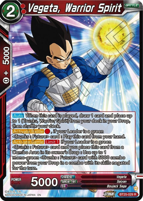 Vegeta, Warrior Spirit (BT25-029) [Legend of the Dragon Balls] - for just $0.10! 