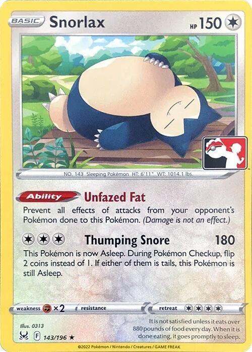 Snorlax (143/196) [Prize Pack Series Three] - for just $0! 