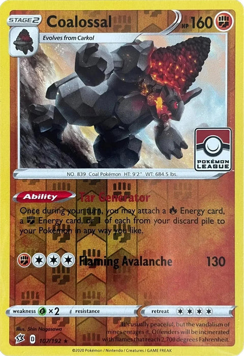 Coalossal (107/192) (League Promo) [Sword & Shield: Rebel Clash] - for just $0.30! 