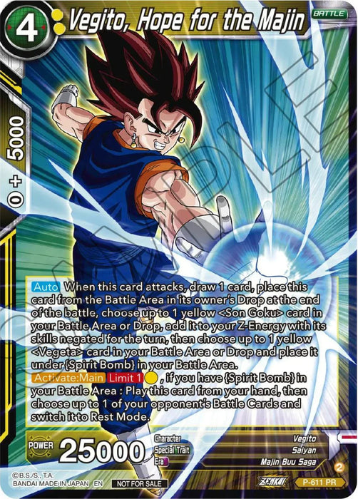 Vegito, Hope for the Majin (Tournament Pack Vol. 8) (P-611) [Promotion Cards] - for just $0.20! 