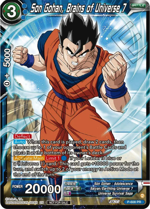 Son Gohan, Brains of Universe 7 (Tournament Pack Vol. 8) (P-608) [Promotion Cards] - for just $1.30! 