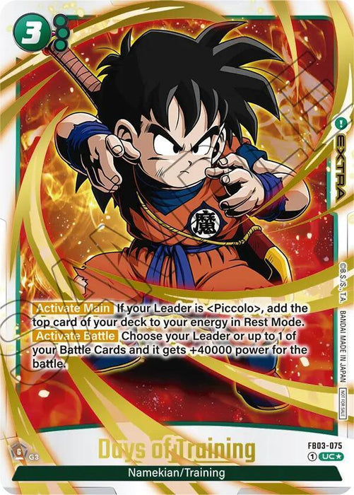 Days of Training (FB03-075) (Championship Pack 02) (Gold) [Fusion World Tournament Cards] - for just $3.30! 