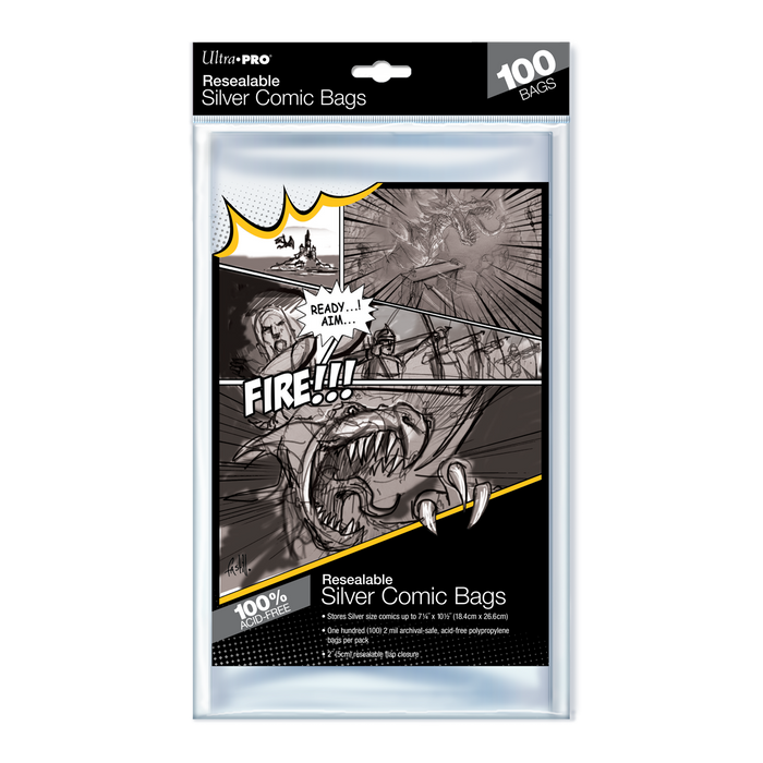 Ultra PRO: Comic Bags - Resealable Silver Age Size (7-1/4" X 10-1/2" / 100-Pack) - for just $0! 