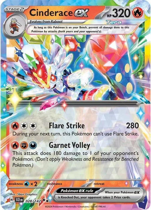 Cinderace ex (028/142) [Scarlet & Violet: Stellar Crown] - for just $0.40! 