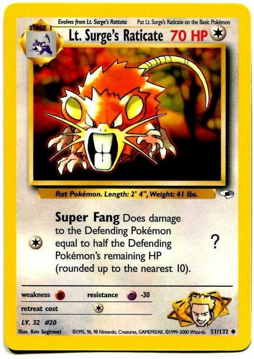 Lt. Surge's Raticate (51/132) [Gym Heroes Unlimited] - for just $0.60! 