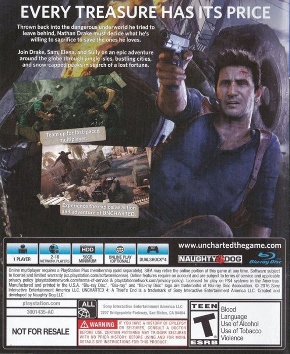 Uncharted 4: A Thief's End [Not for Resale] – PlayStation 4 (PS4) - for just $10.99! 