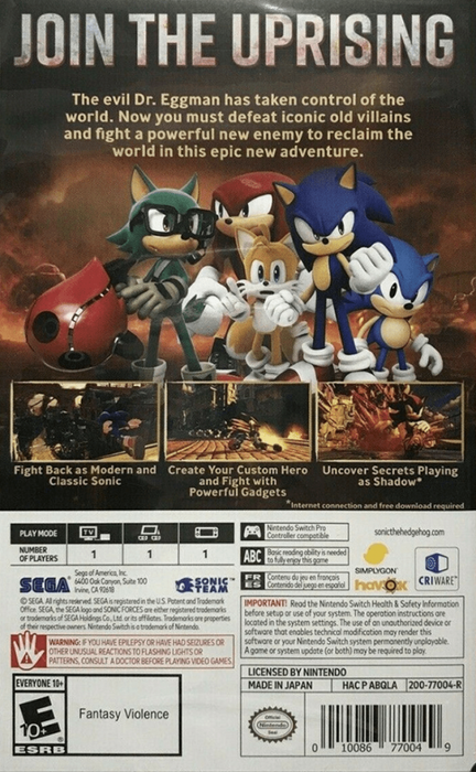 Sonic Forces – Nintendo Switch (NS) - for just $9.99! 