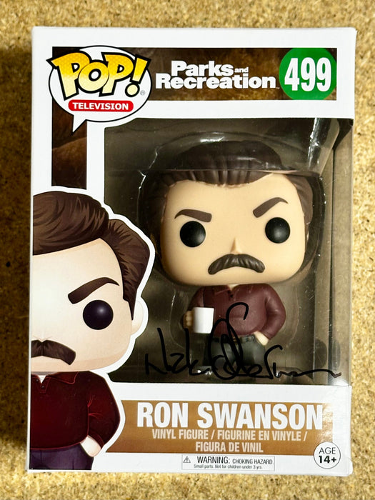 Nick Offerman Signed Ron Swanson Funko Pop! #499 Parks & Rec 2017 With JSA COA - for just $500! 