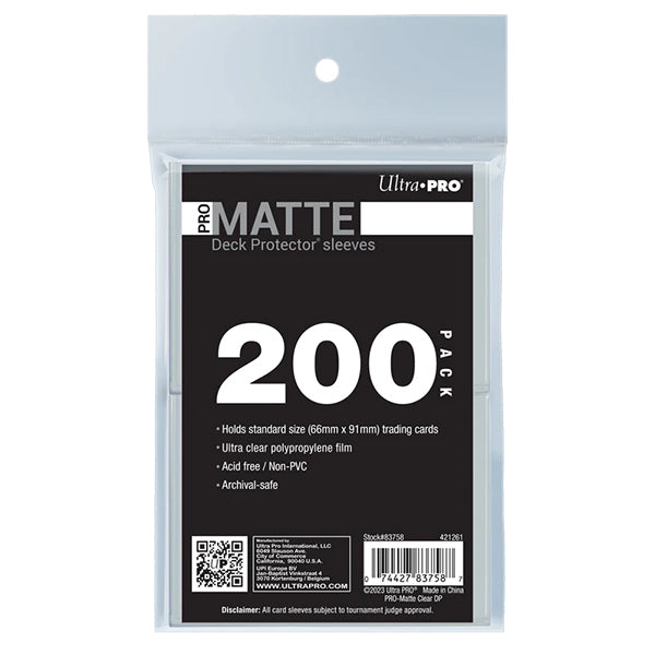 Deck Protector Sleeves: PRO Matte Standard - Clear (200ct) - for just $14.99! 