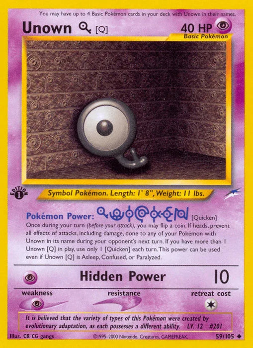 Unown [Q] (59/105) [Neo Destiny 1st Edition] - for just $1.90! 