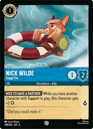 Nick Wilde - Soggy Fox (148/204) - Azurite Sea Cold Foil - Just $0.10! Shop now at Retro Gaming of Denver