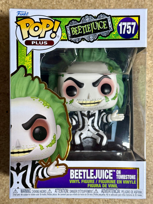 Funko Pop! Plus Movies Beetlejuice On Tombstone #1757 Beetlejuice 2024 (BOX DMG) - for just $15! 