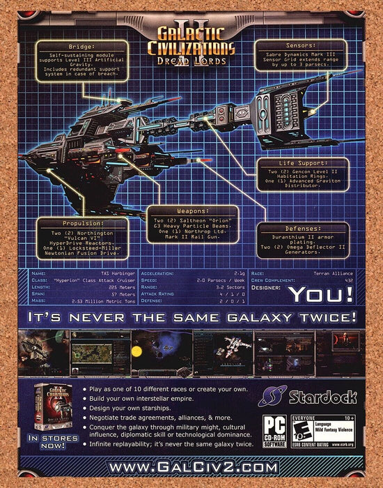 2006 Galactic Civilizations II PC Original Ad v2 - for just $17.99! 