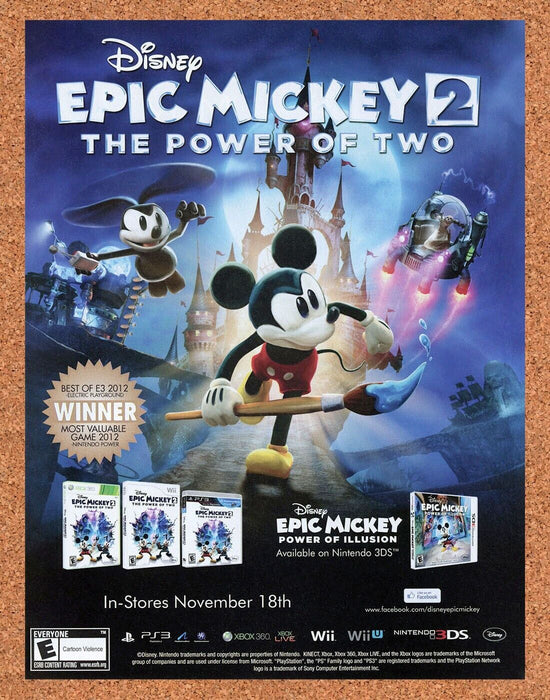 2014 Epic Mickey 2 Power Of Two Wii Original Ad - for just $18.99! 
