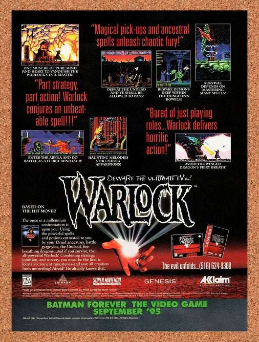 1995 Warlock SNES Original Ad v2 - for just $17.99! 