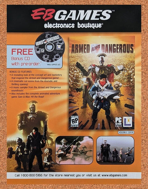 2003 Armed And Dangerous PC Original EB Games Ad - for just $17.99! 