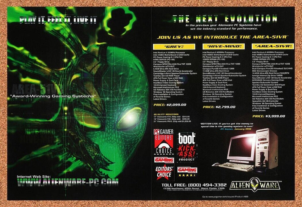 1998 Alienware Original Area-51VR Ad - for just $21.99! 