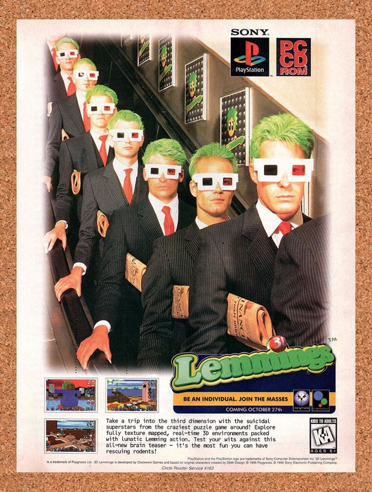 1995 3D Lemmings PC Original Ad v2 - for just $18.49! 