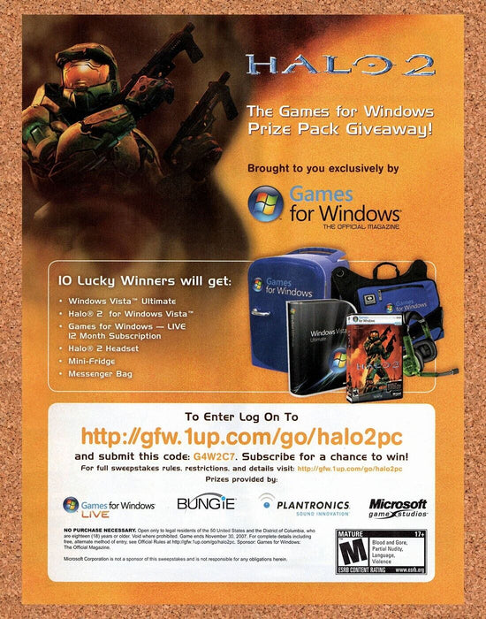 2007 Halo 2 PC Original Sweepstakes Ad - for just $17.99! 
