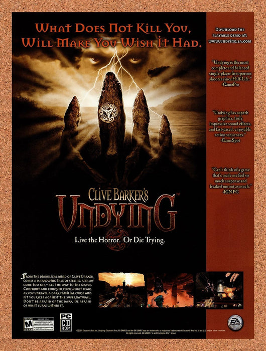 2001 Clive Barkers Undying PC Original Advertisement v3 - for just $19.49! 