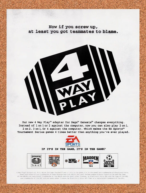 1993 EA 4 Way Play Genesis Adapter Original Ad v2 - for just $17.99! 