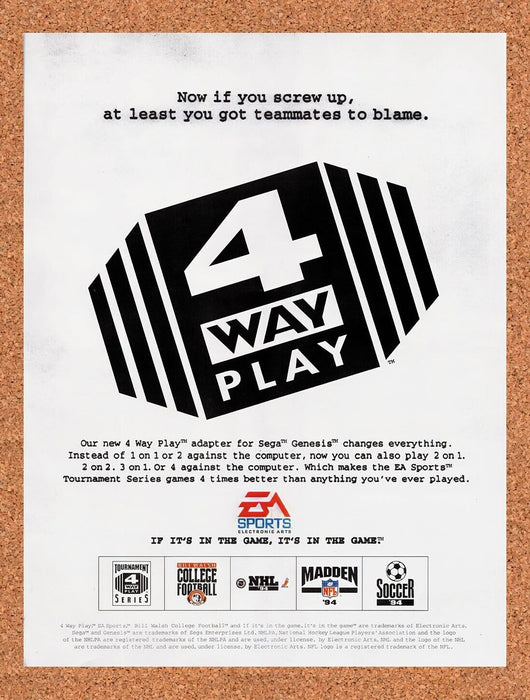 1993 EA 4 Way Play Genesis Adapter Original Ad v2 - for just $17.99! 