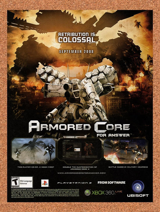 2008 Armored Core For Answer Xbox 360 Original Ad v1 - for just $18.99! 