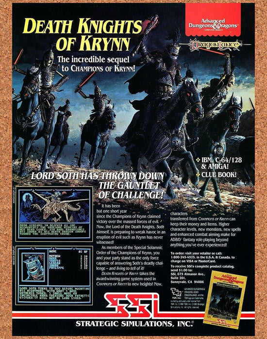 1992 Advanced Dungeons & Dragons Death Knights Krynn Amiga Original Ad v1 - for just $17.99! 