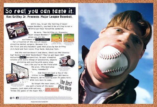 1994 Ken Griffey Jr Presents Major League Baseball SNES Original Ad - for just $21.49! 