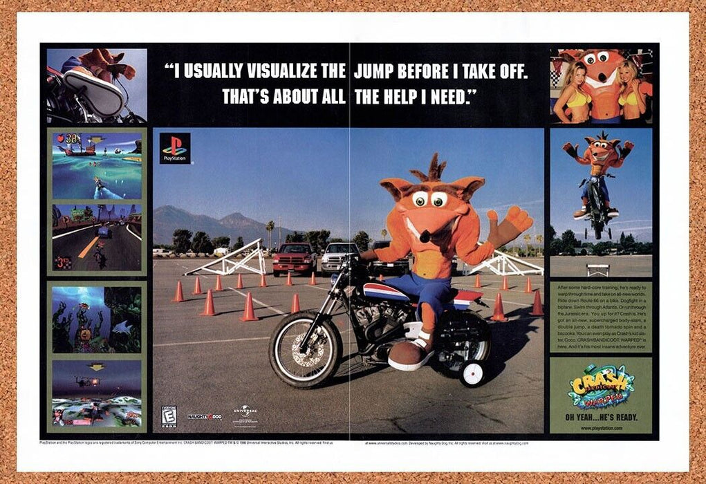 1998 Crash Bandicoot Warped PS1 Original Ad v2 - for just $19.34! 
