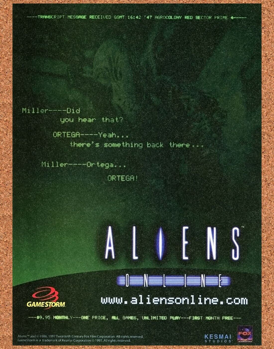 1999 Aliens PC Original Gamestorm Online Gaming Ad - for just $17.99! 