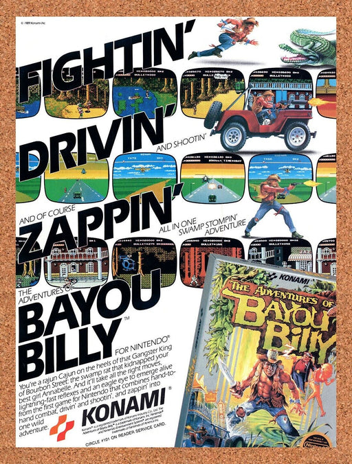 1990 Bayou Billy NES Original Ad v1 - for just $17.99! 