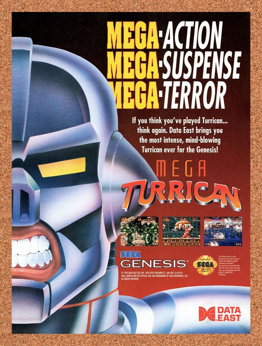 1994 Mega Turrican Genesis Original Ad v1 - for just $17.99! 