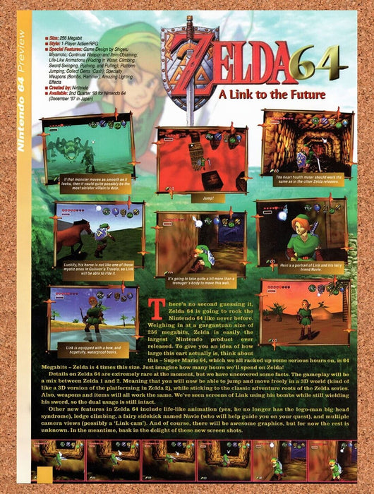 1997 Zelda Ocarina Of Time N64 A Link To The Future Original Ad v2 - for just $17.99! 