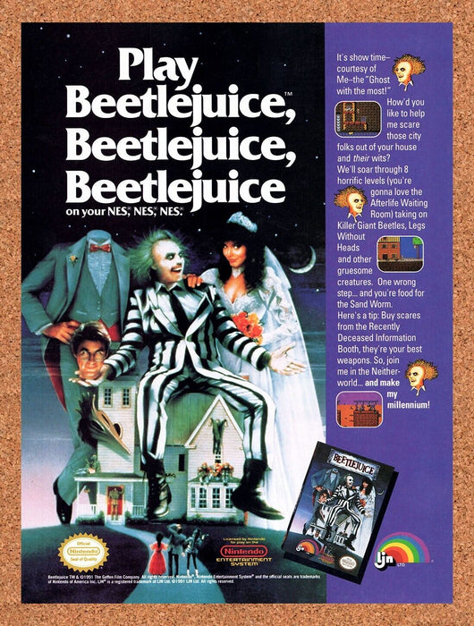 1991 Beetlejuice NES Original Ad v2 - for just $17.99! 