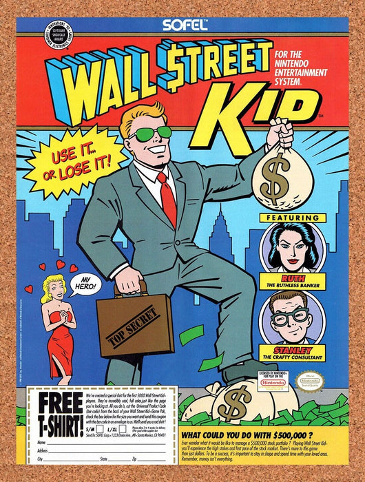 1991 Wall Street Kid NES Original Ad v1 - for just $17.99! 