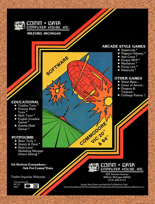1983 Comm*Data Computer House Commodore 64 Software Original Ad v1 - for just $17.99! 