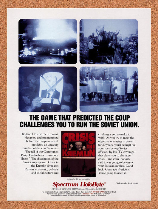 1992 Crisis In The Kremlin PC Original Ad v1 - for just $19.49! 